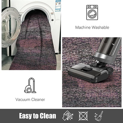 RUGSURE Washable Area Rug - 1/6 Thick - Stain & Water Resistant Non-Slip - Resistant Rug for Living Room, Bedroom, Nursery, Pet & Child Friendly, Vintage Charm Area Rugs (Burgundy, 5' x 7')