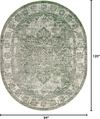 Unique Loom Isabella Collection Area Rug - Adjani (7' 10" x 10' Oval, Green/ Ivory)