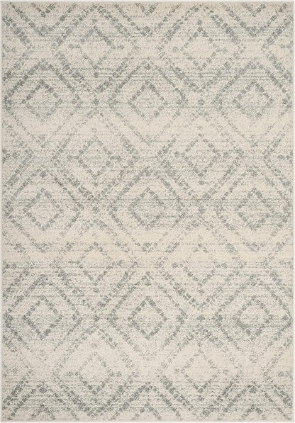 SAFAVIEH Adirondack Collection Area Rug - 5'1" x 7'6", Ivory & Light Blue, Modern Diamond Distressed Design, Non-Shedding & Easy Care, Ideal for High Traffic Areas in Living Room, Bedroom (ADR131T)
