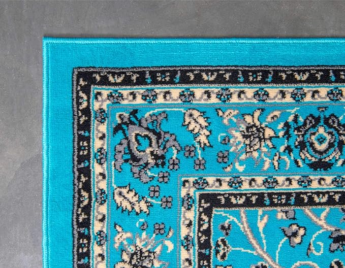 Unique Loom Sialk Hill Collection Area Rug - Washington (9' 10" x 13' 1" Rectangle Turquoise/Black)