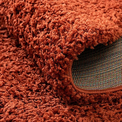 Unique Loom Solid Shag Collection Area Rug (5' 3" Round, Terracotta)