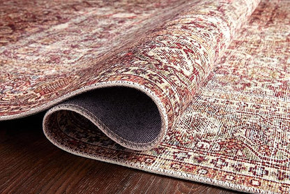 Loloi Layla Collection LAY-11 Cinnamon/Sage 3'-6" x 5'-6" .13" Thick Accent Rug, Soft, Durable, Vintage Inspired, Distressed, Low Pile, Non-Shedding, Easy Clean, Printed, Living Room Rug