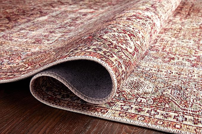 Loloi Layla Collection LAY-11 Cinnamon/Sage 7'-6" x 9'-6" .13" Thick Area Rug, Soft, Durable, Vintage Inspired, Distressed, Low Pile, Non-Shedding, Easy Clean, Printed, Living Room Rug