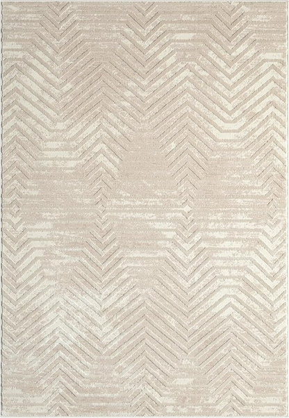 Abani Terra Cream 5' x 8' Area Rug for Living Room, Bedroom - Geometric Lines Pattern - Durable & Easy to Clean