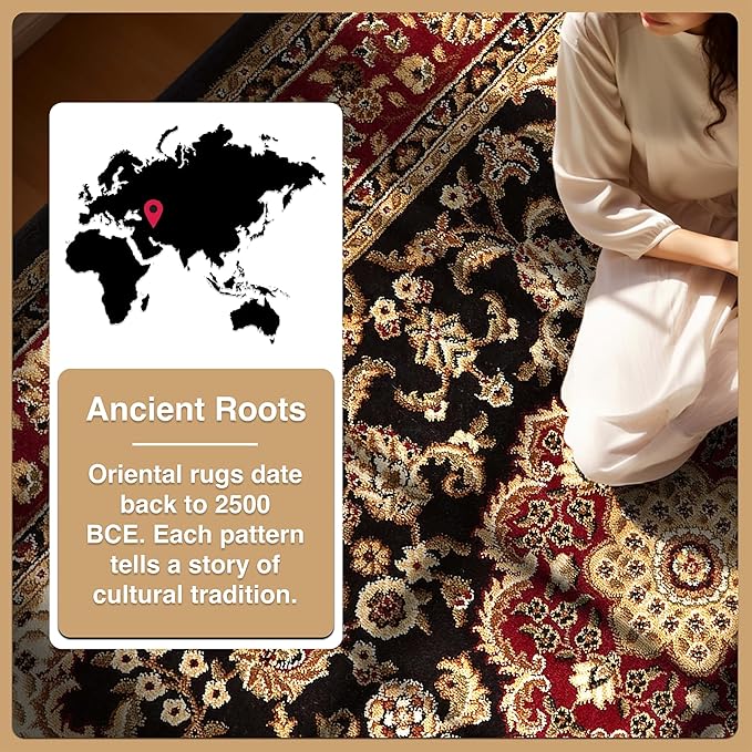 Well Woven Barclay Collection Medallion 5x7 Black Area Rug - for Living Room, Bedroom, and Dining Room