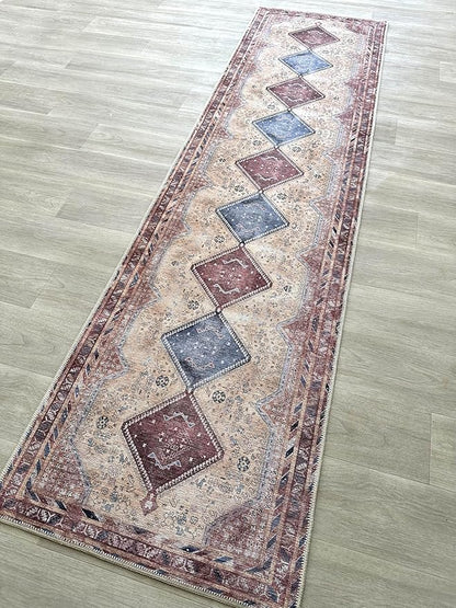 Fame Living Washable Area Rug. Modern Farmhouse. Vintage. Turkish. Bohemian. Distressed. Oriental. Traditional. Rugs for Living Room. Dining. Bedroom. Office. Entryway. Foyer. (863TT, 2'5" x 13')