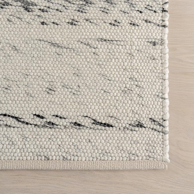 Rugs USA Santa Ynez Ivory/Grey, 5' x 8', Handmade, Marled, Wool & Cotton, Soft and Cozy, High Traffic, Stain Resistant, Easy Clean, Durable Area Rug for Bedroom, Living Room, Dining, Den, Foyer