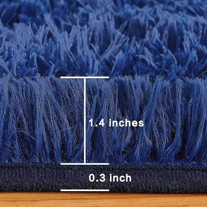 Andency Navy Soft Area Rugs for Living Room Bedroom, 3x5 Non-Slip Fluffy Shag Carpet, Indoor Floor Fuzzy Shaggy Living Room Plush Rug for Kids Dorm Nursery Home Decor Aesthetic