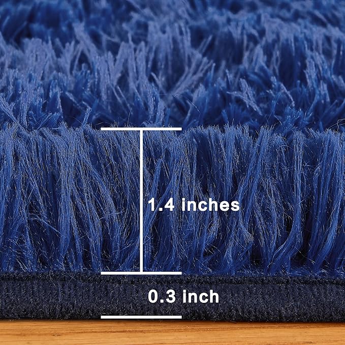Andency Navy Soft Area Rugs for Living Room Bedroom, 4x6 Fluffy Shaggy Bedside Rug, Non-Slip Large Shag Fuzzy Plush Carpets for Bedroom Kids Dorm Nursery Home Decor Aesthetic