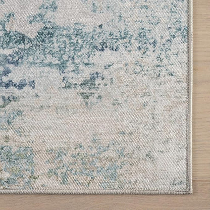 Dash & Albert Blaire Mineral Machine Washable Rug, 7.5 X 9.5 Feet, Multicolored/Blue Graphic Pattern