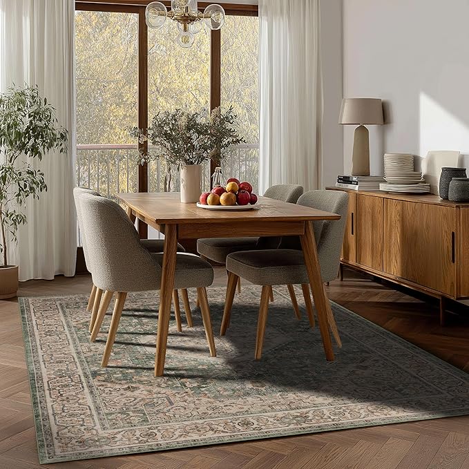 Area Rug Non Slip Machine Washable Ultra Soft Living Room/Bedroom/Kitchen/Outdoor/Classroom Celadon, 5'×7'