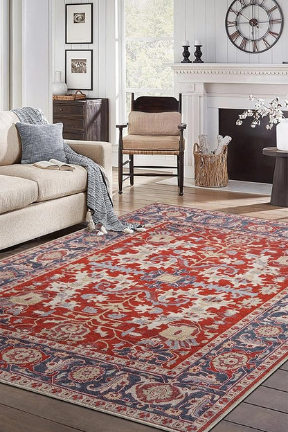 Keen Home Design 10x14 Rug - Machine Washable Area Rug with Non-Slip Backing, Ideal for Living Room, Dining Room, Bedroom - Vintage, Easy Clean, Durable, Low Pile Rug - (9'7" x 14')