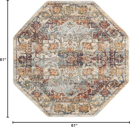 Unique Loom Isabella Collection Area Rug - Adjani (5' 1" Octagon, Ivory/ Beige)