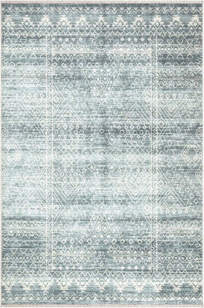 Bloom Rugs Washable Non-Slip 10x14 Rug - Teal/Ivory Geometric Area Rug for Living Room, Bedroom, Dining Room, and Kitchen - Exact Size: 10' x 14'