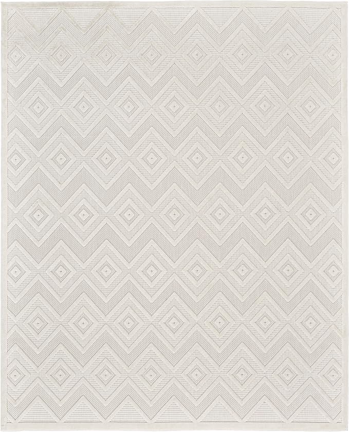 Nourison Home Versatile Ivory White 10' x 14' Area Rug - Easy Clean, Non Shedding, Bed Room, Living Room, Dining Room, Kitchen (10' x 14')