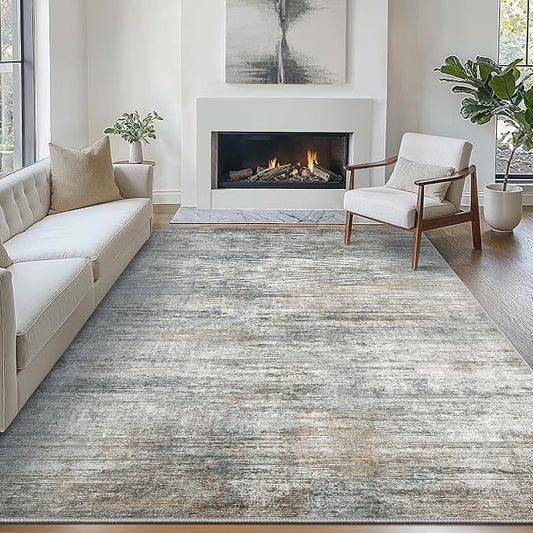 Bavni 5x7 Rug, Modern Machine Washable Rug Non-Slip, Soft Simple Lightweight Area Rug, Stain Resistant Rugs for Living Room, Bedroom, Dining Room, Granite Gray
