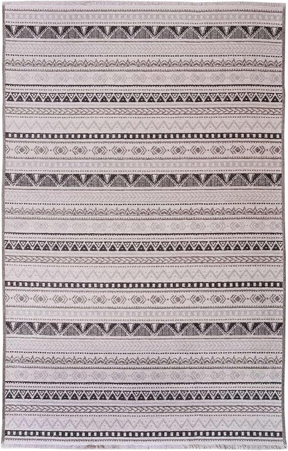 Alfa Rich 5x8 White Black Gray Washable Area Rugs for Living Room Bedroom Kitchen Cotton Decor Rug