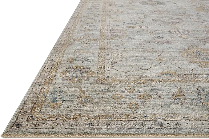 Loloi Magnolia Home by Joanna Gaines Millie Collection MIE-02 Sky/Gold 2'-7" x 8'-0", .25" Pile Height, Runner Rug