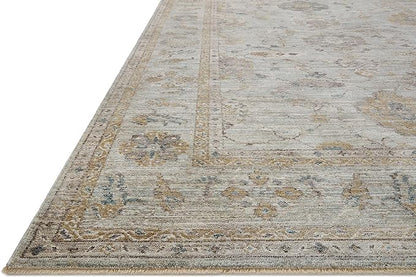 Loloi Magnolia Home by Joanna Gaines Millie Collection MIE-02 Sky/Gold 9'-6" x 9'-6", .25" Pile Height, Round Area Rug