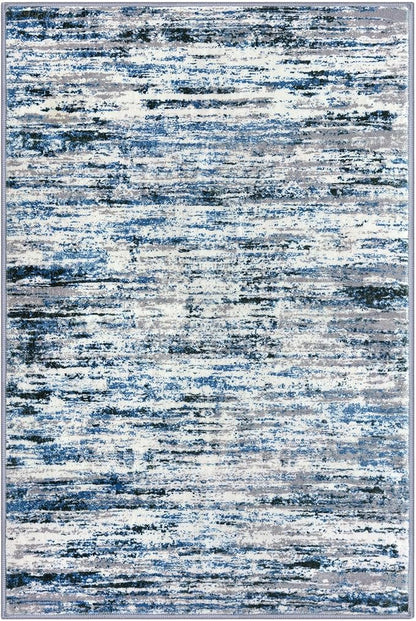 Modern Abstract Entryway Rug Indoor 2x3 Washable Rug Non-Slip Soft Small Area Rug Grey Blue White Kitchen Mats Thin Print Faux Wool Floor Carpet Throw Rugs for Entrance Bedroom Home Decor