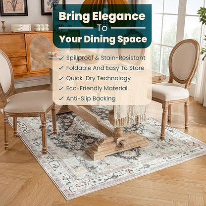 Istana 5x7 Area Rug - Light Green/Beige Rugs for Living Room 5x7 - Foldable Rugs for Bedroom - Stain Resistant Washable Rug - Eco-Friendly Boho Area Rugs - Easy to Clean Living Room Rug