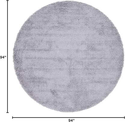 Unique Loom Davos Shag Collection Area Rug - Solid (7' 10" Round, Sterling)