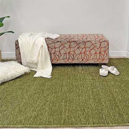 Alfa Rich 7x10 Green Washable Area Rugs for Living Room Bedroom Kitchen Cotton Decor Solid Rug
