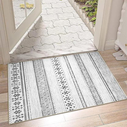 BESTSWEETIE 2x3 Area Rugs for Living Room Washable Moroccan Farmhouse Neutral Geometric Low Pile Non-Slip Soft Print Pattern Rug for Bedroom Kitchen Dining Room Entryway Grey/Black/Navy