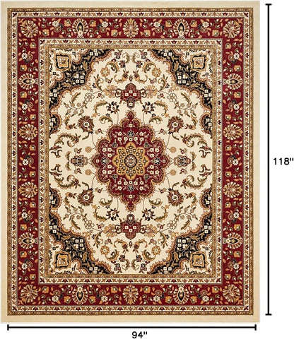 Well Woven Barclay Collection Medallion Kashan Ivory 8x10 Area Rug - for Living Room, Bedroom, and Dining Room
