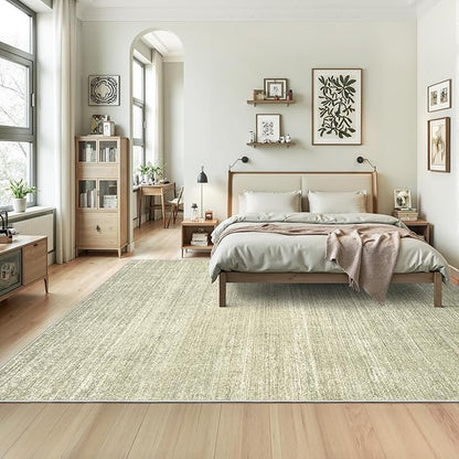 Valenrug Washable Rug 6x9 - Stain Resistant 6x9 Area Rugs for Living Room, Non Slip Backing Printed Rugs for Bedroom, Folable Machine Washable Area Rug (6'x9', Green)