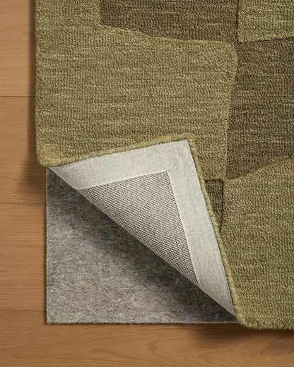 Loloi Leanne Ford Craven Collection CVN-03 Green/Olive 2'-6" x 9'-9" Runner Rug Checkered, Patterned, Neutral, Hallway, Kitchen, Mudroom, and Bathroom