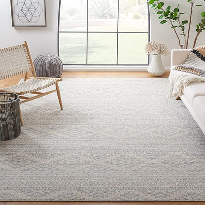 SAFAVIEH Area Rug 6x9 - Tulum Collection - Ivory & Light Grey, Moroccan Boho Tribal Design, Non-Shedding & Easy to Clean, Ideal for Living Room, Bedroom, Dining Space (TUL272G)