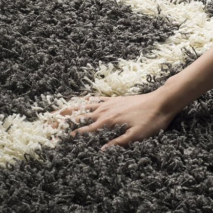 SAFAVIEH Area Rug 8x10 - Dallas Shag Collection - Large - Dark Grey & Ivory, Trellis Pattern, Non-Shedding & Easy Cleaning, Plush Thick Pile, Ideal for Living Room, Bedroom, Dining Space (SGD257A)