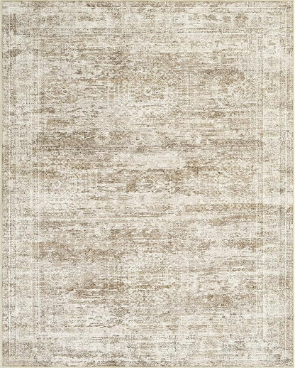 Washable Area Rug 8x10, Large Soft Rugs for Living Room Vintage Area Rugs for Bedroom Dining Room Non-Slip Stain Resistant Brown Under Table Rug