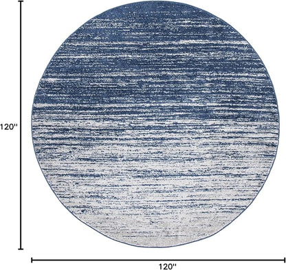 SAFAVIEH Adirondack Collection Area Rug - 10' Round, Navy & Grey, Modern Ombre Design, Non Shedding & Easy to Clean, Ideal for Living Room, Bedroom, Office, Dining Space (ADR113E)