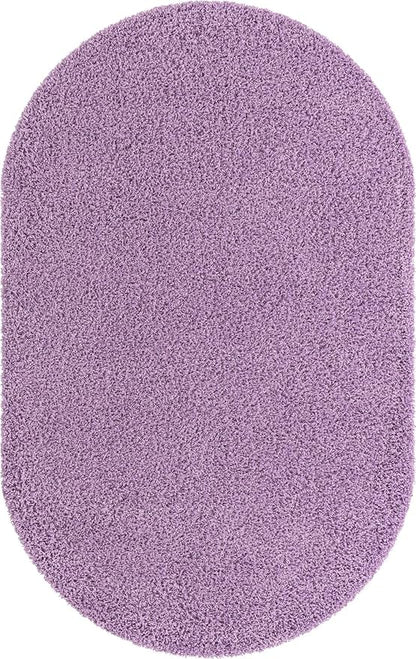 Unique Loom Solid Shag Collection Area Rug (5' 1" x 8' Oval, Lilac)
