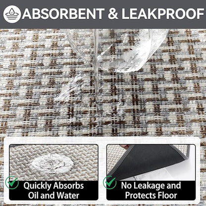 Door Mat Entrance 24"x35", Dirt Resistant and Absorbent, Non-Slip Rubber Backing Floor Mats, Easy Clean Low-Profile Doormat for Entryway, Front Door, Inside Entrance, Grey