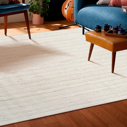 Hausattire Hand Woven Jute Braided Rug, 4'x6' – Off White, Reversible Boho Entry Area Rugs for Kitchen, Living Room I Farmhouse Indoor Outdoor Decorative Floor Rug, 48x72 Inches