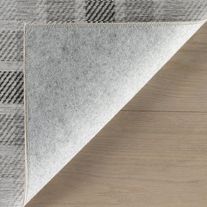 Dash & Albert Andri Plaid Black Machine Washable Rug, Runner-2.5 X 8 Feet, Black/White Plaid Pattern