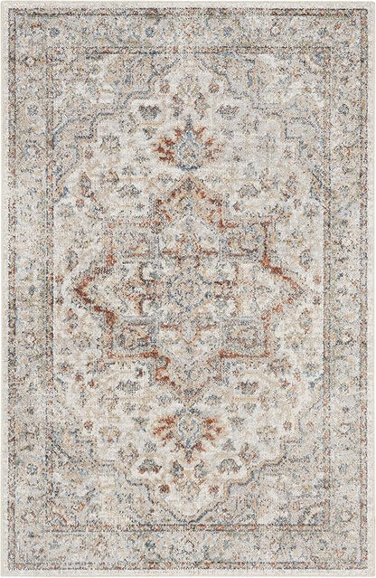 Nourison Home Astra Machine Washable Traditional Grey/Multi 2'2" x 4' Area Rug, Easy Clean, Non Shedding, Bed Room, Living Room, Dining Room, Kitchen (2x4)