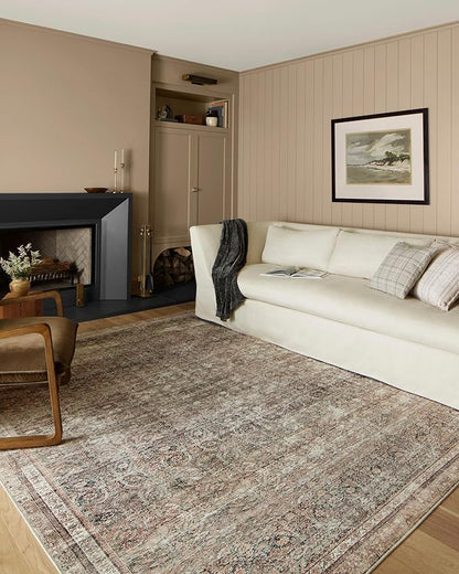 Loloi Chris Loves Julia Jules Collection JUL-09 Ink/Terracotta 3'-6'' x 5'-6'', .13" Pile Height, Accent Rug