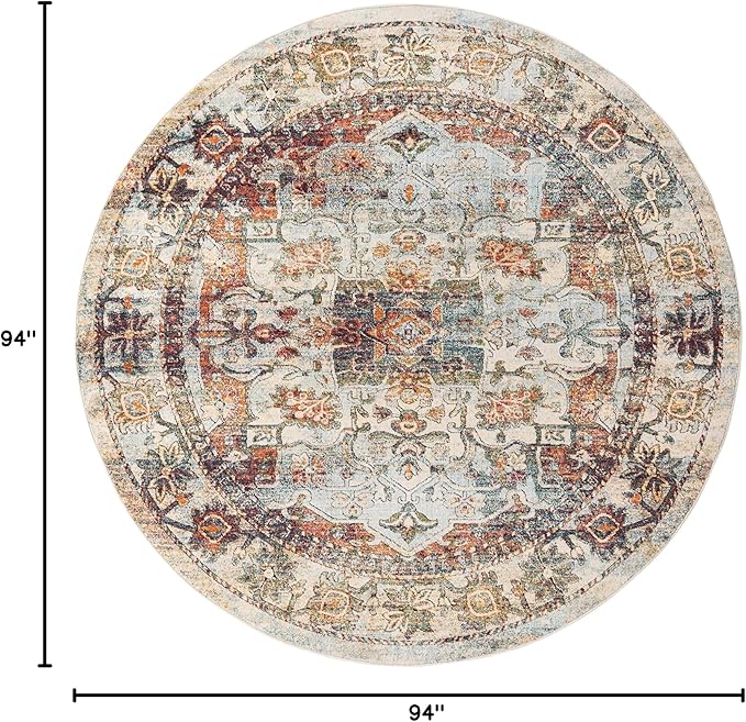 Unique Loom Isabella Collection Area Rug - Adjani (7' 10" Round, Ivory/ Beige)