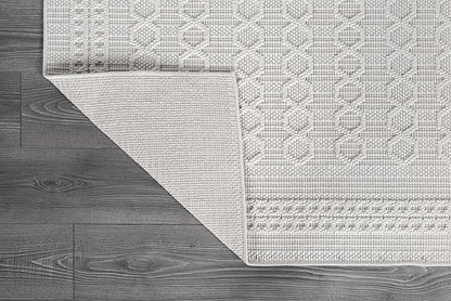 Micro Loop Indoor Rug White 6x9 Boho Geometric Neutral Area Rugs for Living Room Soft Luxury Modern Low and High Pile Durable Stain Resistant Non-Shedding Indoor Area Carpet 6 x 9