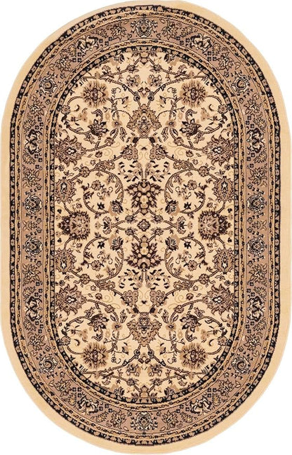 Unique Loom Sialk Hill Collection Area Rug - Washington (5' 3" x 8' Oval Ivory/Black)
