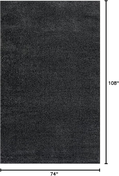 Eyely UES100I-6 Supersoft Haze Solid Low-Pile Indoor Area Rug, Coastal, Bohemian, Minimalist, Classic, Casual for Bedroom,Kitchen,Living Room,Non Shedding,Easy-Washing, Black, 6 X 9