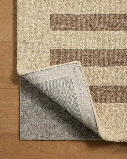 Loloi Leanne Ford Craven Collection CVN-05 Oatmeal/Bark 9'-3" x 13' Area Rug Striped, Patterned, Neutral, Living Room, Bedroom, Dining Room