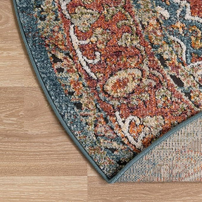 Unique Loom Isabella Collection Area Rug - Rossellini (7' 10" Round, Rust Red/ Beige)