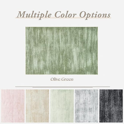 Abstract Neutral Area Rugs for Living Room Olive Green Nursery 5x8 Rug Non Slip Washable Low Pile Floor Covering Carpet for Playroom Bedroom Loden Green