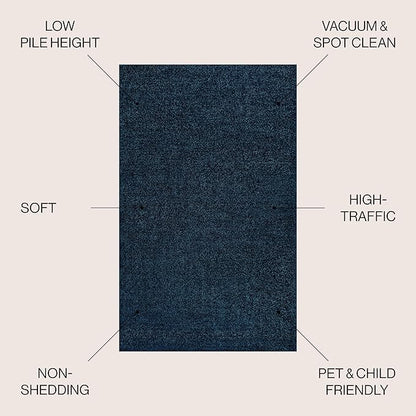 JONATHAN Y Haze Solid Low-Pile Navy Indoor Area Rug 10x14, Coastal,Bohemian,Minimalist,Classic, Easy-Cleaning for Living Room,Bedroom,Kitchen,Pet Friendly,Non-Shedding (SEU100C-14)
