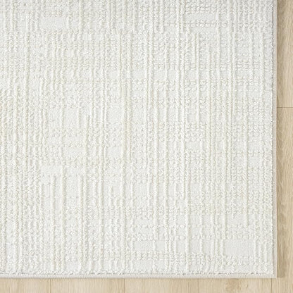 Abani Cream Area Rug - 8' x 10' - Living Room & Bedroom - Textured Weave Design - Indoor Use - Easy to Clean, Stain Resistant, Non-Shedding - Neutral Collection